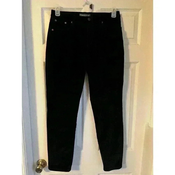 Garnet Hill Black Essential Slim Velvet Pants Size 8 Velour Business Casual - Picture 2 of 7